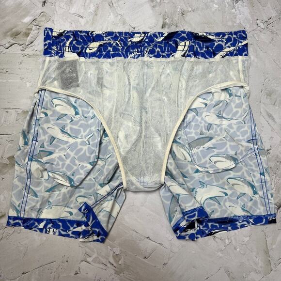 Vilebrequin Shark Print Swim Trunks SIZE XL Blue Shorts Collector 2009 Limited - Picture 6 of 12